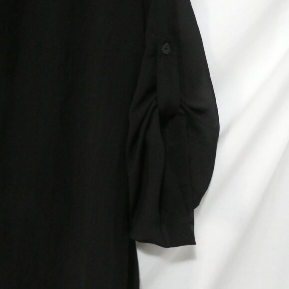 ADDITION ELLE | size 18 | Classic Sheer Black Button-Up Shirt | Roll Tab Sleeves - Picture 8 of 15